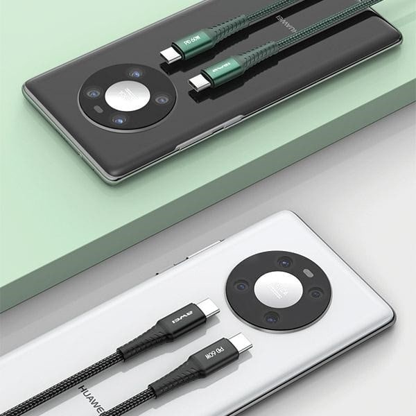 AWEI CL-111T USB-C till USB-C kabel 60W svart/svart