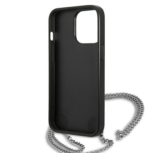 Karl Lagerfeld KLHCP13XPMK iPhone 13 Pro Max 6,7" hårdfodral svart/svart läderstruktur och kedja
