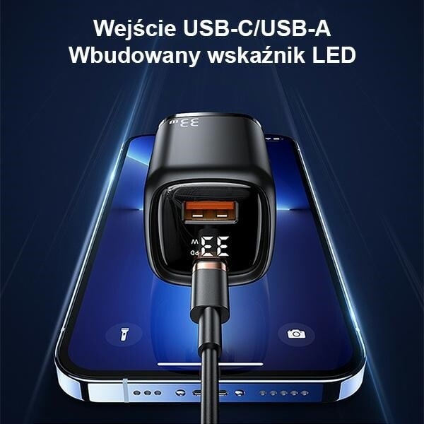 USAMS Lad. nätverk. 1xUSB-C+1xUSB T46 33W (endast huvud) PD3.0 +QC3.0 Snabbladdning vit/vit CC152TC02 (US-CC152)
