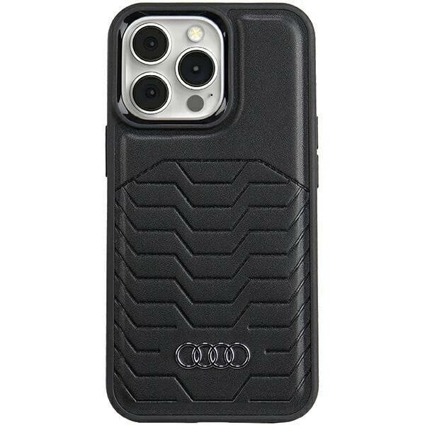 AUDI SYNTETISK LÆDER TASKE MED MAGSAFE TIL IPHONE 15 PRO - SORT