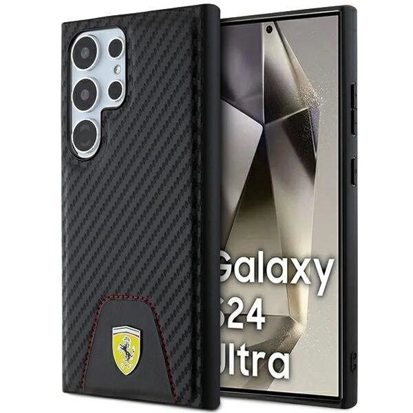 Ferrari Carbon Stitched Based Case for Samsung Galaxy S24 Ultra - Svart