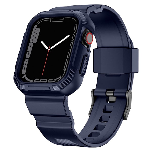 Kingxbar CYF537 2-i-1 pansret etui til Apple Watch SE 8, 7, 6, 5, 4, 3, 2, 1 (45, 44, 42 mm) med blå stropp