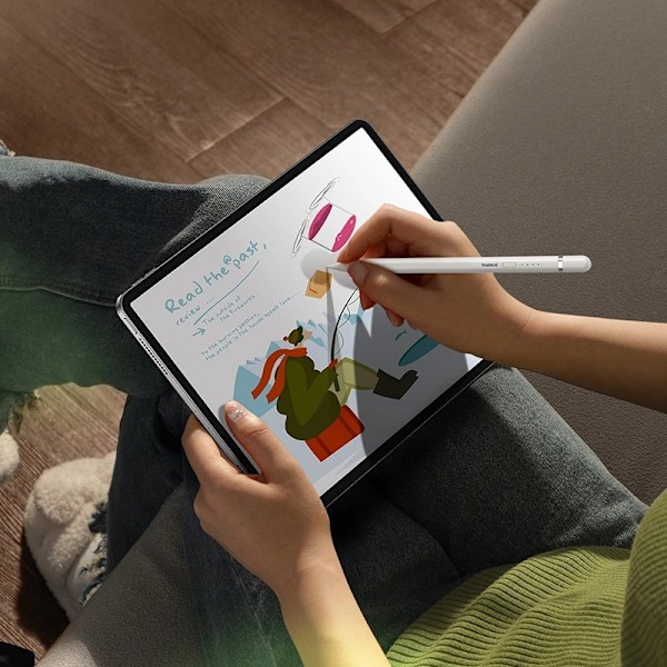 Baseus Smooth Writing 2 penn med aktiv spiss for iPad + USB-A - Lightning-kabel og utskiftbar spiss - hvit