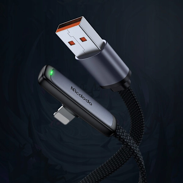 MCDODO ANGLE USB LIGHTNING PLATKABEL 36W IPHONE 12 13 14 SVART 1M