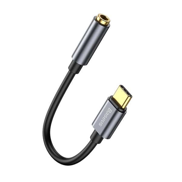 Baseus L54 Adapter for USB-C Hodetelefon / Mini Jack 3,5 mm DAC 24-bit 48 KHz - Grå