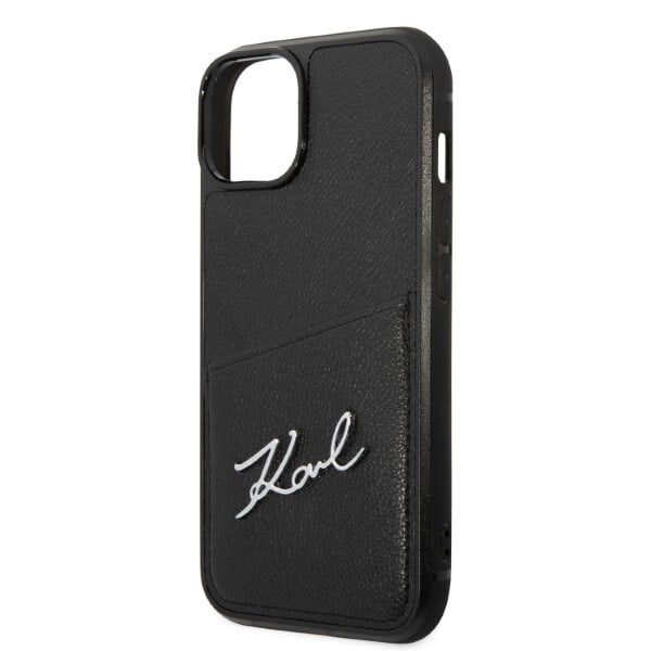 KARL LAGERFELD SIGNATURE LOGO CARDSLOT ETUI TIL IPHONE 14 PLUS - SORT