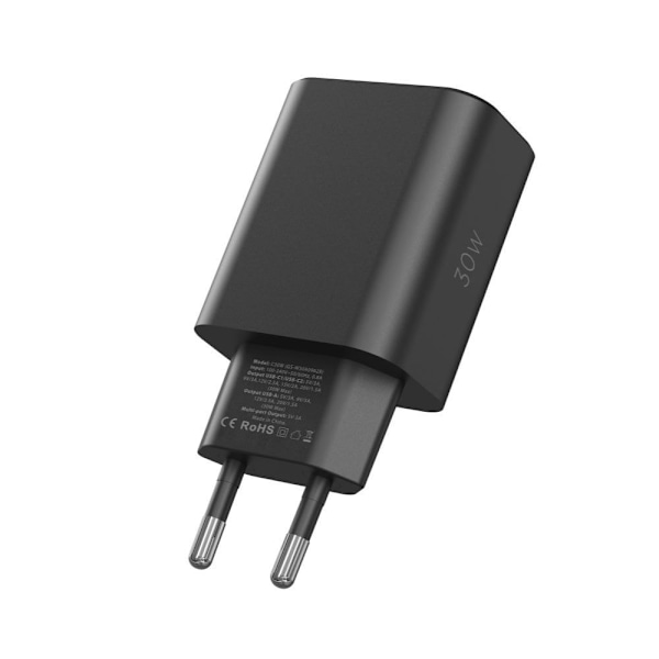 TECH-PROTECT NC30W 3-PORTS NETVÆRKSOPLADER PD30W/QC3.0 SORT