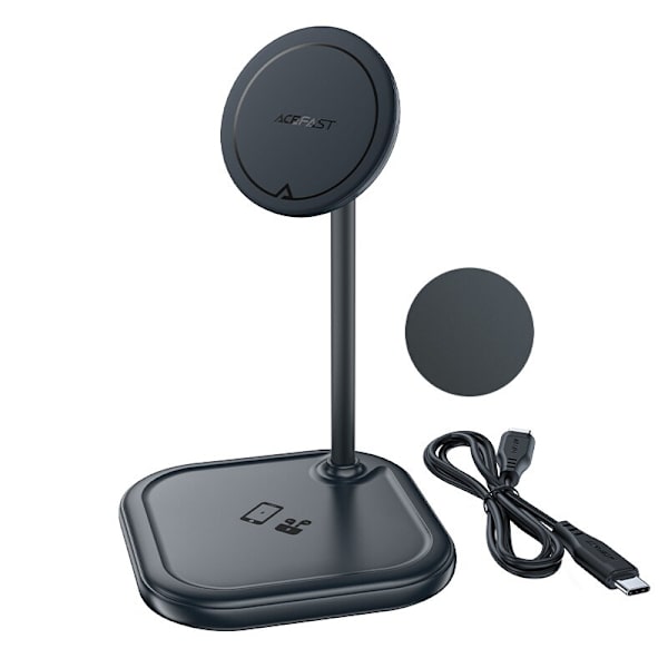ACEFAST TRÅDLØS QI-LADER 15W TIL IPHONE AIRPODS GRÅ STATIV