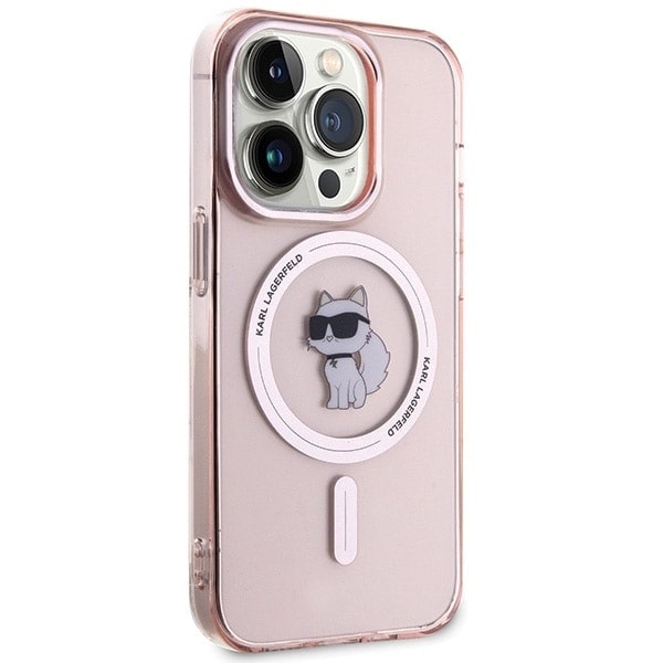 Karl Lagerfeld IML Choupette MagSafe-deksel til iPhone 15 Pro Max - Rosa