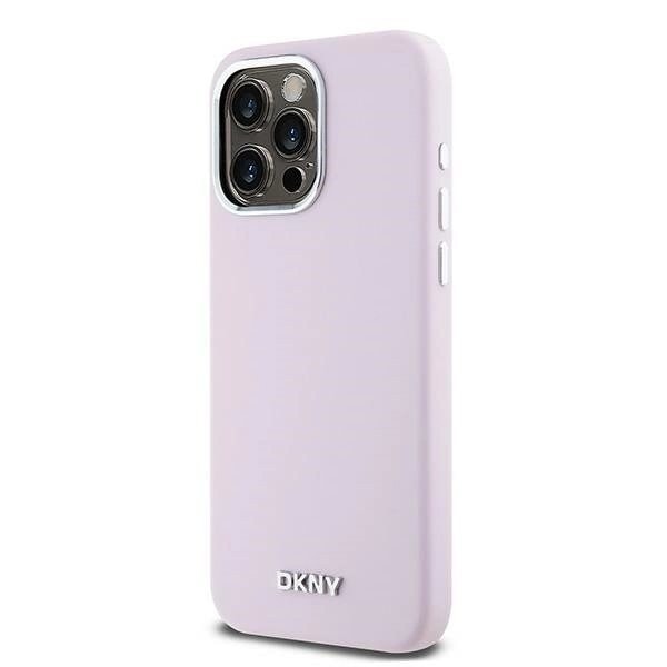 DKNY flytende silikon liten metalllogo MagSafe beskyttelsesveske til iPhone 14 Pro Max - Rosa