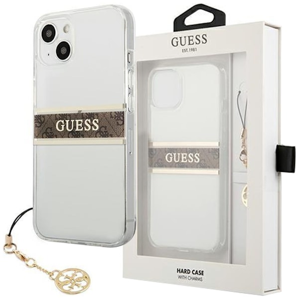 Guess GUHCP13SKB4GBR iPhone 13 mini 5.4 gjennomsiktig hardt deksel 4G brunt armbånd