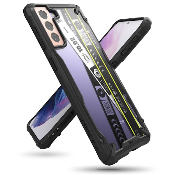 Ringke Fusion X Design pansret deksel med ramme Samsung Galaxy S21+ 5G (S21 Plus 5G) svart (Billettbånd) (XDSG0052)