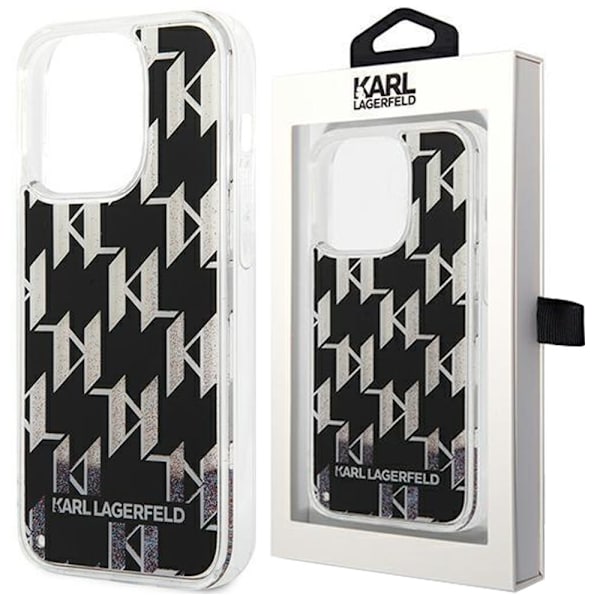 KARL LAGERFELD LIQUID GLITTER MONOGRAM COVER TIL IPHONE 14 PRO - SORT