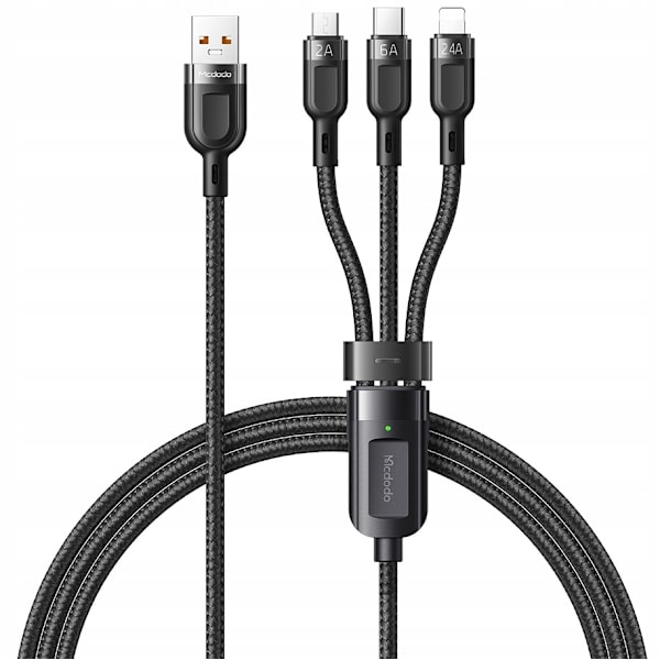 MCDODO USB-KABEL 3IN1 USB-C LIGHTNING MICRO USB SNABBLADDNING 6A 65W 1M