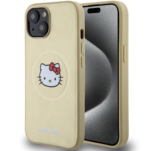 Hello Kitty Läder Kitty Head MagSafe fodral till iPhone 14 - guld