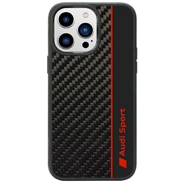 Audi Carbon Fiber Stripe fodral för iPhone 14 Pro - svart AUS-TPUPCIP14P-R8/D1-BK