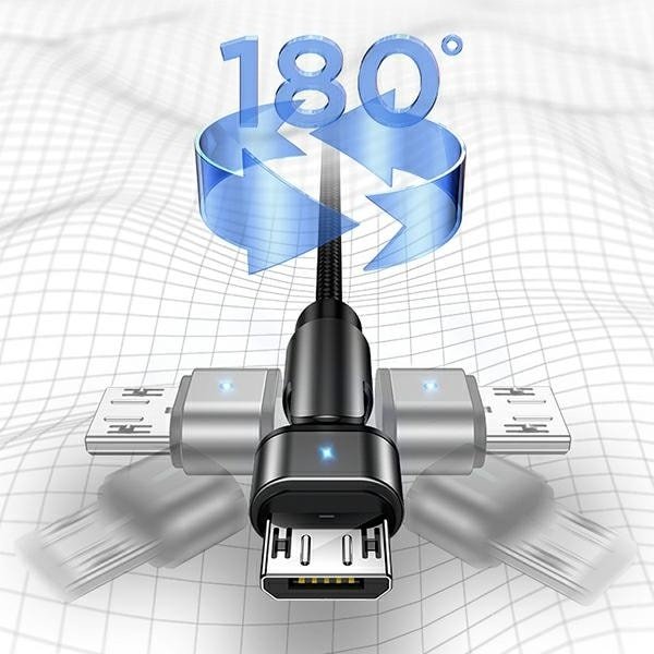 USAMS Flätad svängkabel U60 2A microUSB svart/svart 1m SJ478USB01 (US-SJ478)
