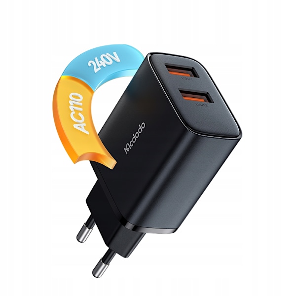 MCDODO NÄTLADDARE FÖR APPLE 2XUSB 12W + IPHONE LIGHTNING-KABEL 1M