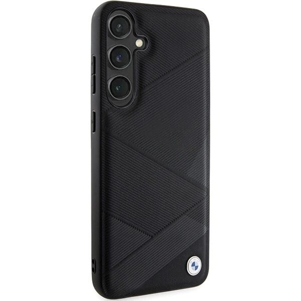 BMW Signature Leather Crossing Lines Pattern Deksel til Samsung Galaxy S24 - Svart