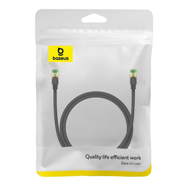 Baseus rask RJ45 nettverkskabel. 8 40Gbps 1m flettet svart