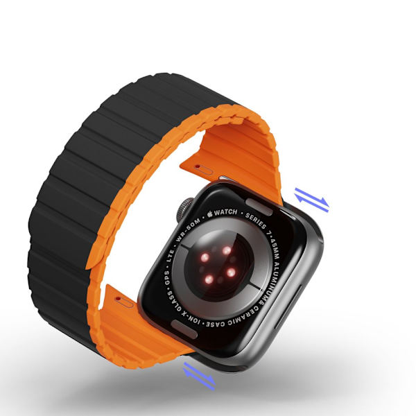 Magnetisk Apple Watch SE 8, 7, 6, 5, 4, 3, 2, 1 (41, 40, 38 mm) Dux Ducis-bånd (LD-versjon) – svart og oransje