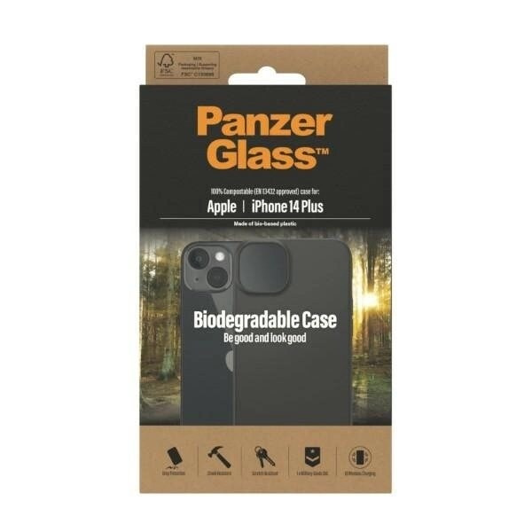 PanzerGlass biologisk nedbrytbart deksel til iPhone 14 Plus / 15 Plus - svart