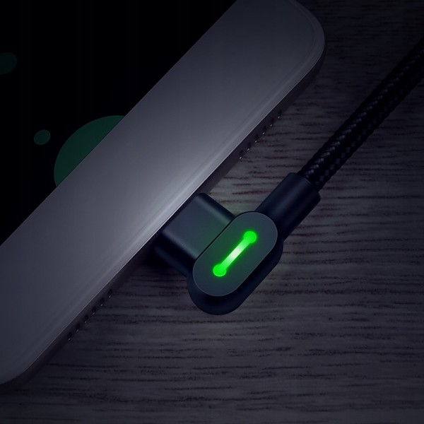 MCDODO 90° VINKELKABEL USB-C SNABBLADDNING DUBBELSIDIG USB TYP C LED 0,5M