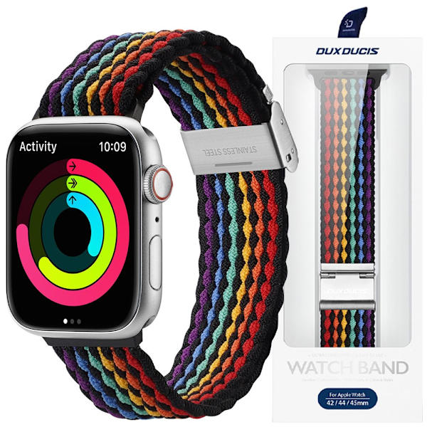 Dux Ducis-bånd (blandingsversjon) Apple Watch SE-bånd 8, 7, 6, 5, 4, 3, 2, 1 (41, 40, 38 mm) flettet bånd, mørke striper