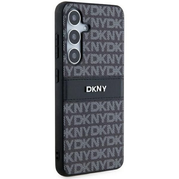 DKNY Leather Mono Stripe & Metal Logo Deksel til Samsung Galaxy S24 - Svart