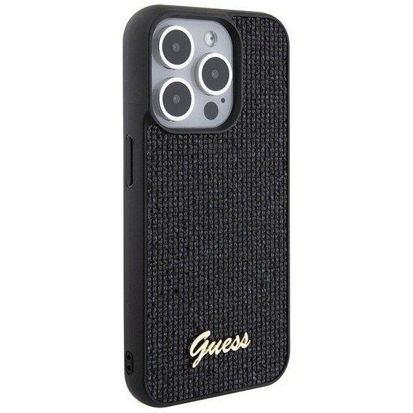 Guess Disco Metal Script-deksel til iPhone 15 Pro - svart