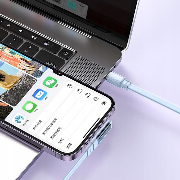 MCDODO ANGLE USB-C LIGHTNING FLAT KABEL 36W IPHONE 13 14 BLÅ 1M