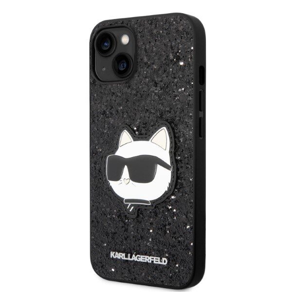 KARL LAGERFELD GLITTER CHOUPETTE PATCH COVER TIL IPHONE 14 PLUS - SORT