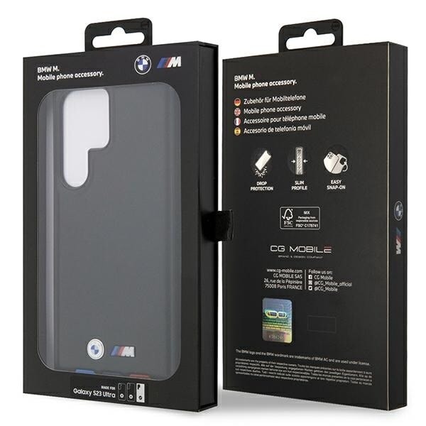 BMW BMHCS23L22PTDK S23 Ultra S918 veske - svart skinnstempel tricolor