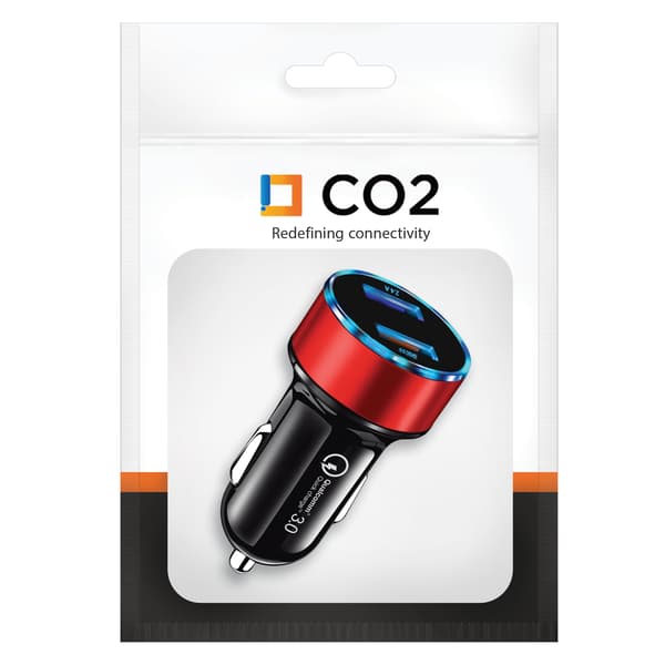 CO2 SNABB BILLADDARE USB QC 3.0 LED BATTERISPÄNNINGSMÄTARE