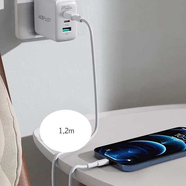 Acefast MFI-kabel USB Type C - Lightning 1,2m, 30W, 3A svart (C2-01 svart)