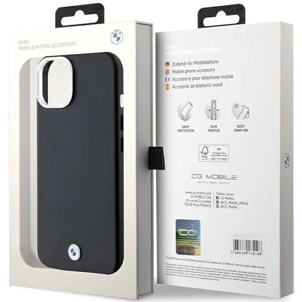 BMW SIGNATURE WRAPPED METAL MAGSAFE ETUI TIL IPHONE 15 PLUS / 14 PLUS - SORT
