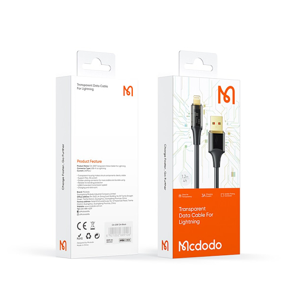 MCDODO USB-C LIGHTNING-KABEL SNABBLADDNING 36W 2M IPHONE 11 12 13 14