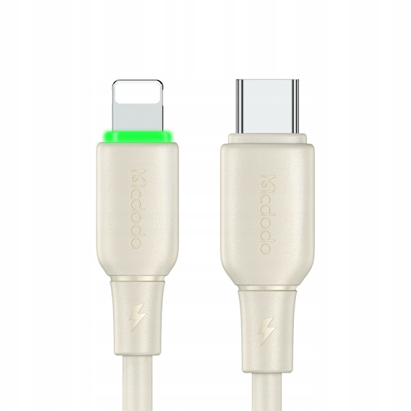 MCDODO LADDARE USB-C BLIXT SNABB LADDNINGSKABEL IPHONE 1M LED BEIGE