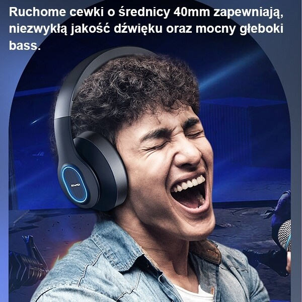 AWEI A100BL Bluetooth on-ear hörlurar svart/svart