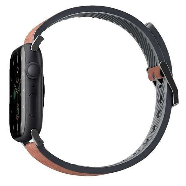 UNIQ armbånd Strade Apple Watch Series 1/2/3/4/5/6/7/8/SE/SE2/Ultra 42/44/45/49mm. Hybridstropp i skinn brun/brun