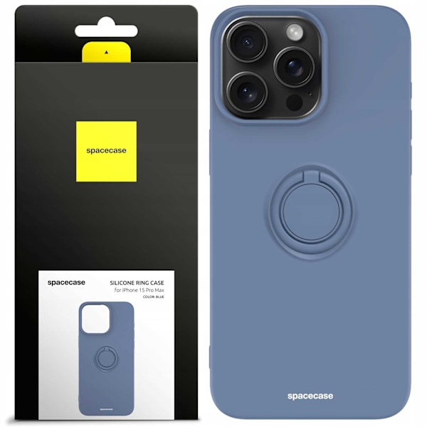 Spacecase Silikon Ringfodral För Iphone 15 Pro Max Blue Case Cover
