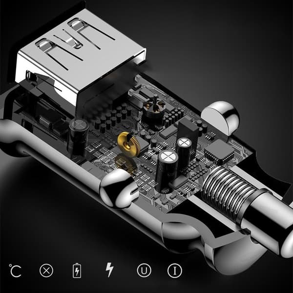 Baseus Grain Car Charger mini billader 2x USB 3.1A hvit (CCALL-ML02)