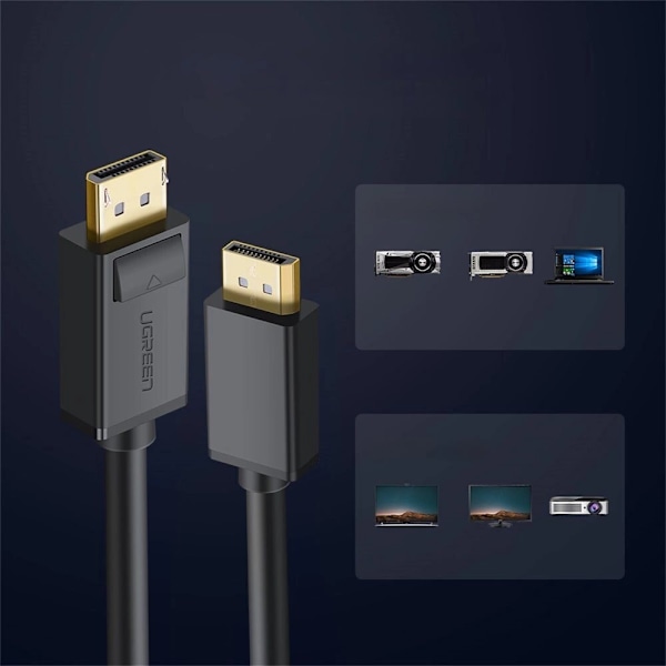 DisplayPort - DisplayPort Ugreen DP102 4K kabel 1m - svart