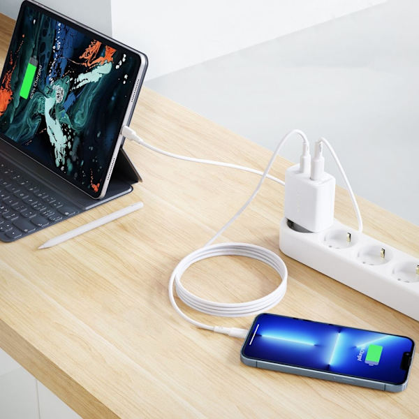 ACEFAST HURTIG NETVÆRKSLADER USBC/USB 20W PPS PD QC3.0 AFC FCP HVID