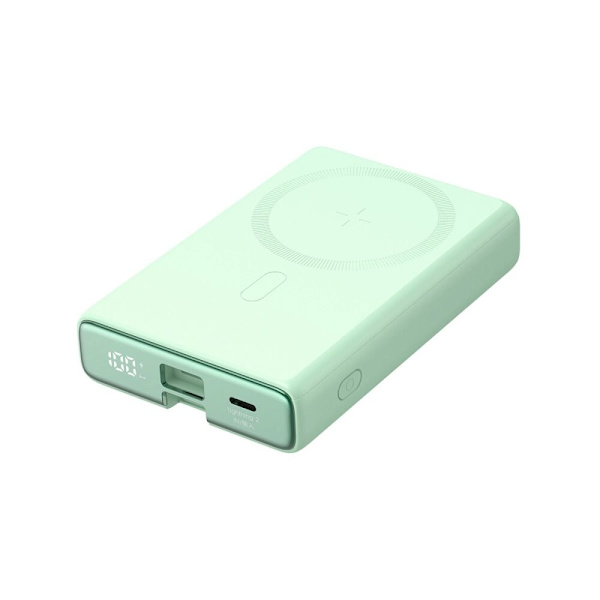 Powerbank Joyroom JR-PBM01 magnetisk 10000mAh 20W med stativ + Lightning-kabel - USB-C - grønn