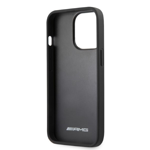 AMG AMHCP13XOSDBK iPhone 13 Pro Max 6,7" svart/svart hårdfodral Läder Curved Lines