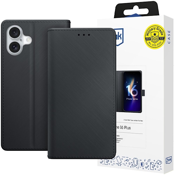 Apple iPhone 16 Plus - 3mk Wallet Case Svart