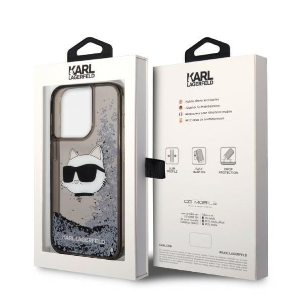 Karl Lagerfeld KLHCP14XLNCHCK iPhone 14 Pro Max 6.7 svart/svart hardt deksel Glitter Choupette Head