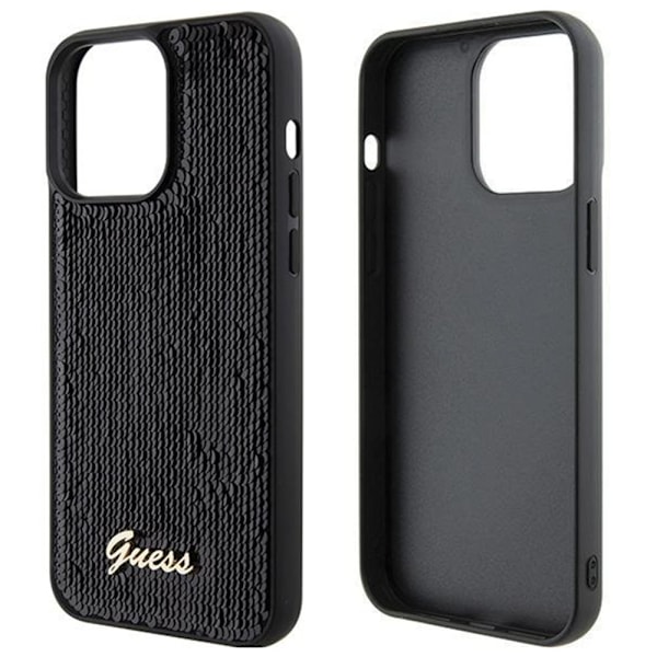 Guess Sequin Script metalldeksel til iPhone 15 Pro Max - Svart
