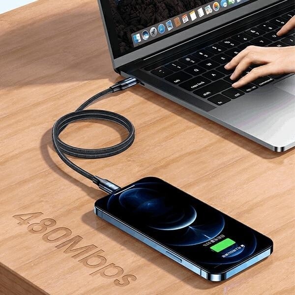 USAMS-kabel U71 USB-C till Lightning 2m 20W PD Snabbladdning svart/svart SJ522USB01 (US-SJ522)